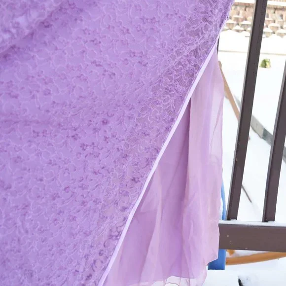 【SOLD】Purple Lace Qipao Midi A-Line Dress - Chinese Traditional Cheongsam - Picture 6 of 6